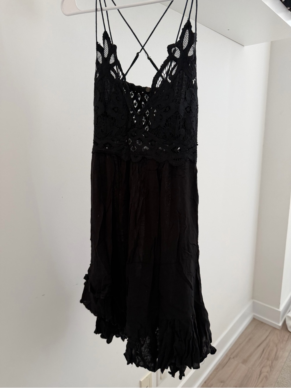 Free People Black Adella Slip Dress - Size Small